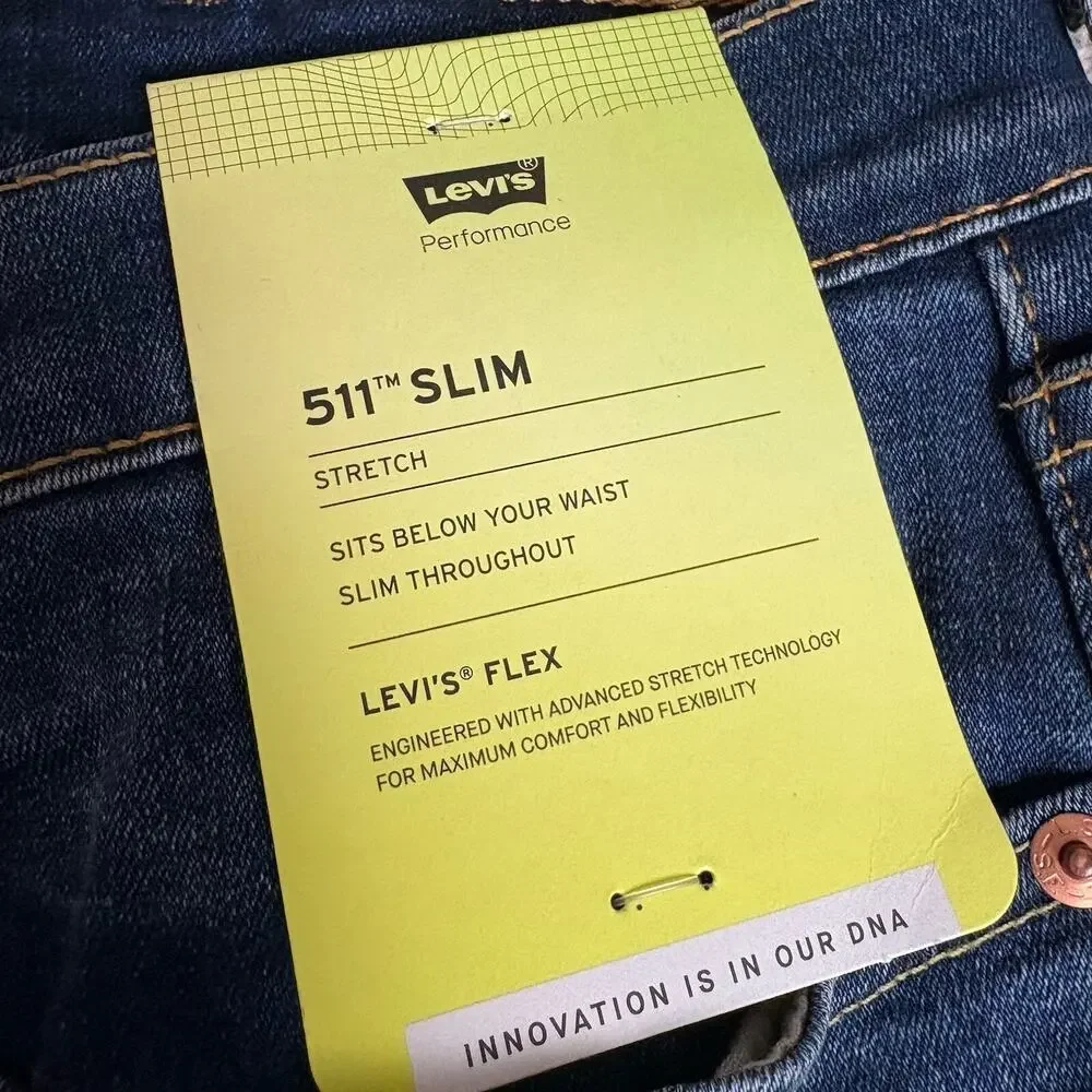 Levi's 511 Denim Slim Fit Men's Jeans Dark Wash Size 36x30 Tailored Stretch
